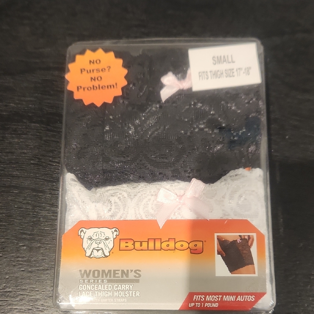 NWT Bulldog Women's Concealed Carry Lace Thigh Holster - Black & White 2 Pk Sz S